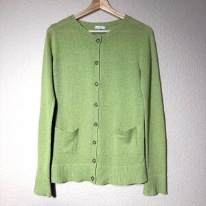 Women’s Spring Green Light Weight Cashmere Mercerized Wool Cardigan USA sz 2
